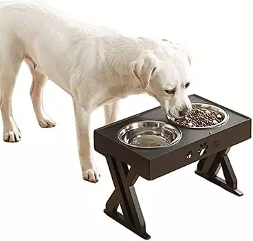 Pet Pet Stainless 2 Food 3 Adjustable For and Large Stand Dog Plate Bowl, Tableware, Steel, Pieces, Bowl, Levels, Height, Small, Medium, Dogs, Cats,