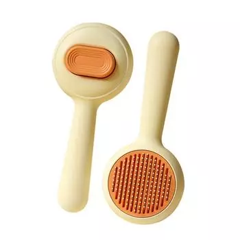 Pet pin comb beauty comb leather naughty button pet self-cleaning comb dog comb dog cat comb pet supplies 098808