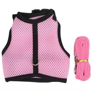 Pet Pink Mesh Traction Harness Chest Back with Leash for Rabbit Guinea Pig Pet SupplyL Pink M розовый