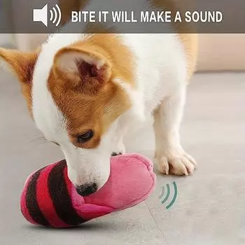 Pet Plush Talking Slippers Teething Pet Toy One Size розовый