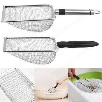 Pet Poop Shovel Cat Litter Scoop Stainless Steel Cat Litter Cleaner Ergonomic Handle Corner Scooper Pet Cleaning Accessories