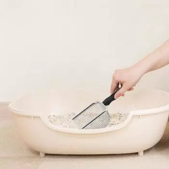 Лопата для уборки домашних животных Совок для кошачьего туалета из нержавеющей стали Очиститель для кошачьего туалета с эргономичной ручкой Угловой совок Аксессуары для уборки домашних животных