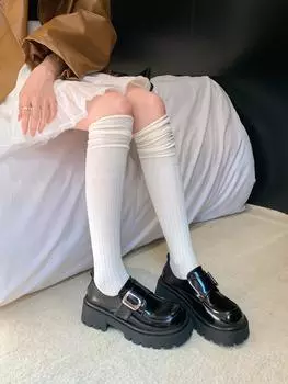 Pet powder model~ 6cm round head buckle with muffin thick-soled loafer single shoes women s small leather shoes Huizhou 34