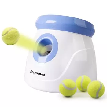 Pet Prime Ball Launcher, автоматическая машина для метания игрушечных мячей для собак с 3 дистанциями запуска и 3 мини-теннисными мячами для маленьких и средних собак, обучающая