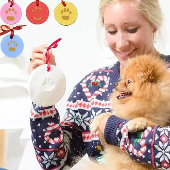 Pet Print Mud Pet Подарок на день рождения Грязь Кошка Собака Ручной И Ножной Отпечаток Грязь Мемориальные Принадлежности Набор One Size розовый