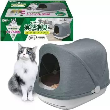 Pet Real Дезодорирующая система Туалет для кошек Body Set Body Tip 4 Совместно разработанный кошачий туалет Дезодорирующий наполнитель для кошачьего туалета Сделано в Японии ST. (Туалет + 2,5л серый