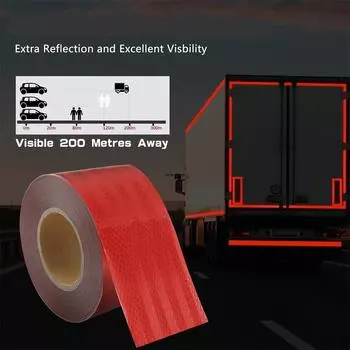 PET Red Waterproof Reflective Adhesive Tapes 8Inch*33FT High Visibility Warning Safety Reflectors Sticker Strips For Truck Trail красный