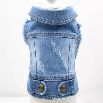 Pet retro personalized denim jacket dog clothes small dog spring autumn winter XS