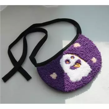 Pet saliva towel Halloween ghost elastic lace-up decoration dog cat pumpkin ghost embroidery supplies M (for pets within 7.5 kg)