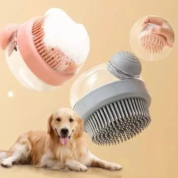 Pet Shower Brush Can Add Liquid Dog Cat Shower Brush Silicone Shower Brush Shower Massage Brush Shower Gloves Dog Shower Tools серый