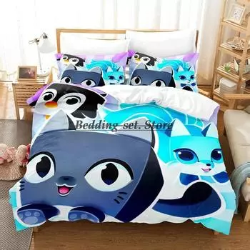 Pet simulator X Bedding Set Single Twin Full Queen King Size Bed Set Aldult Kid Bedroom Duvetcover Sets 3D Anime Bed Sheet Set EU Single 135x200cm