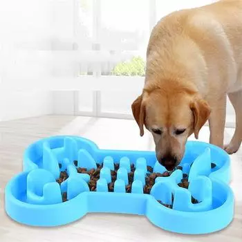 Pet Slow Food Bowl Силиконовая миска в форме косточки для собак с противоскользящим покрытием Кормушки для кошек Герметичная кормушка для дрессировки собак Slow Food Pet S зелёный