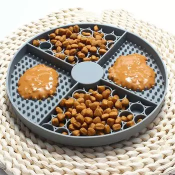 Pet Slow Food Slow Food Mat Нескользящий круглый коврик для кормления и лизания кошек и собак на открытом воздухе