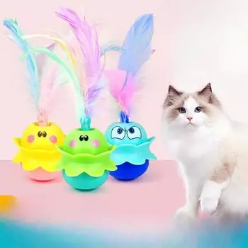 Pet Smart Cat Toy Electric Tumbler Feather Automatic Self-Happling Cat Turntable Sound Toy 20*6.5cm