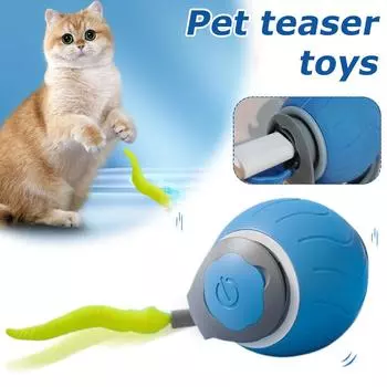 Pet Smart Rolling Ball 50mm Dog/Cat Pet Interactive Electric Toys Easy to Clean Rolling Ball Dog Toy Pet Supplies Rechargeable синий