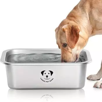 Pet Stainless Steel Dog Bowl Puppy Litter Food Feeding Dish Weaning SilverStainless Feeder Water Bowl Pets Feeder Bowl and Water серебряный