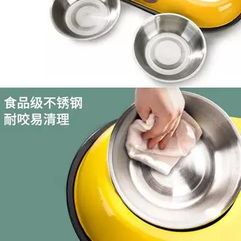 Pet Stainless Steel Double Bowl Cat Food Basin Teddy Dog Basin Cat Small and Medium Dogs Pet Supplies S