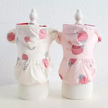 Pet Strawberry Съемная хлопковая юбка Осенне-зимнее пальто для собак Одежда для плюшевых кошек Одежда для домашних животных Дизайнерская одежда для собак Куртка для собак M