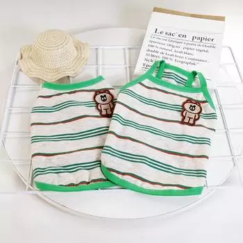 Pet Striped Camisole Cat Clothes Ins Law Bucket Clothes Schnauzer Yorkshire Maltese Puppy Dog Clothes Cotton Cat Dog Costume XS