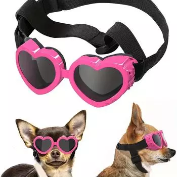 Pet sunglasses suitable for small dogs and cats. Waterproof and caring glasses with adjustable straps for outdoor travel синий