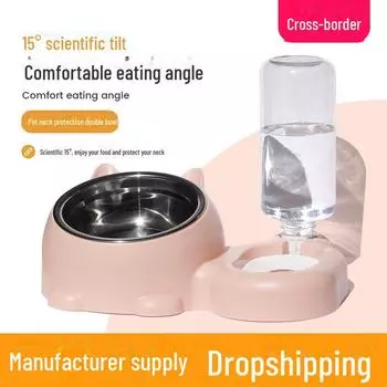 Pet Supplies: Automatic Stainless Steel Cat & Dog Feeding Bowls with Utensils