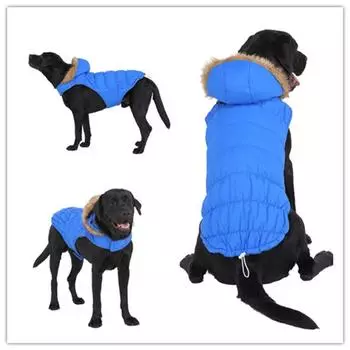 Pet Supplies Casual Winter Dog Clothes Winter Clothes Large Dog Clothes Night Reflective Pet Dog Cotton-Padded Clothes S-small DZ198 Blue
