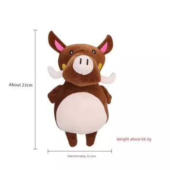 Pet Supplies Cute Cartoon Shape Stuffed Toy Sound-Making Bite-Resistant Relieving Stuffy Dog Toy Brown wild boar