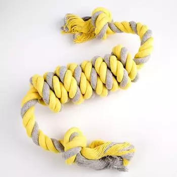 Pet Supplies Dog Cotton String Toy Six Knot Large Dog Golden Retriever Labrador Knot Toy Bite-Resistant Molar Yellow hexagon knot