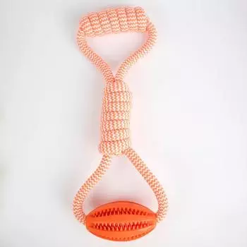 Pet Supplies Dog Hand-Pulled Watermelon Rugby Cotton Rope Toys Food Leakage Interactive Tug-of-War Bite-Resistant Pet Toys Hand-pulled watermelon rugby Orange