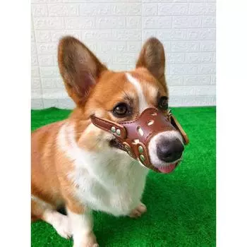 Pet Supplies Dog Mouth Cover Corgi Anti-Bite/Anti-Bark Special Anti-Eat Disorderly Water. Drinking Mask Corgi Muzzles XS: Recommended 2.50 kg-7.50 kg Brown