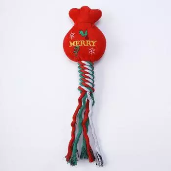 Pet Supplies Dog Toys Grinding Teeth Bite-resistant Knot Cotton Rope Toys Cute Christmas Cartoons Self-Hi Toys