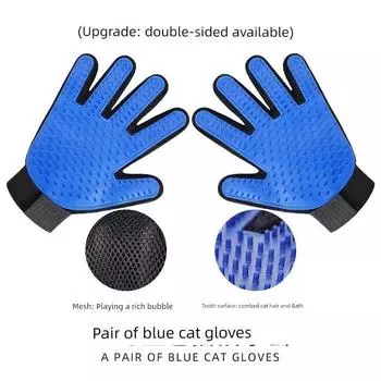 Pet Supplies Gloves Hair Removal Cat Comb Hair Removal Dog Hair Removal Comb Hair Brush Pet Cat Supplies Floating Upgraded blue left and right hand pair