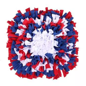 Pet Supplies New Arrival Dog Toys Smell Mat DIY Patchwork Slow Food Mat Dog Food Hiding Mat Sound Toys Red, blue and white (color 1)