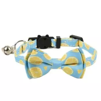 Pet Supplies New Fruit Series Cat Collar Bow Decorative Band Bell Cat Collar Width X length: 1.0*20~28cm Lemon Bows + pendant