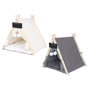 Pet Teepee Shelter моющийся портативный полузакрытый кошачий домик-палатка кровать с серый