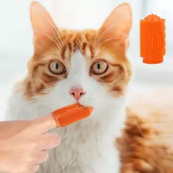 Pet Teeth Oral Cleaning Brush Soft Silicone Dog Finger Toothbrush Cat Bad Breath Tartar Animal Teeth Care Tool синий