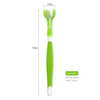 Pet Toothbrush Oral Cleaning Dog Toothbrush Cat Toothbrush Dog Toothbrush Three Heads Three Sides Toothbrush Pet Supplies Wholesale [2 PVC packaging] Grass Green