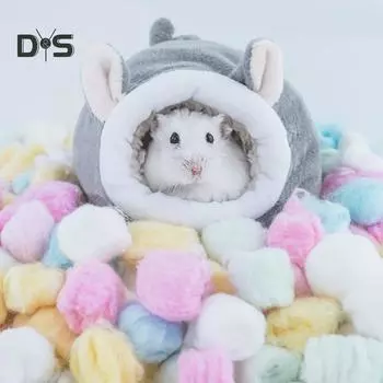 Pet Town Зимний теплый милый хомяк Хлопковый дом Маленькое животное Гнездо Морская свинка Аксессуары розовый