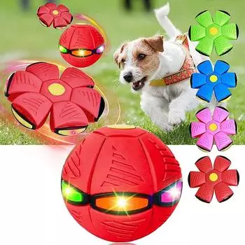Pet Toy, Flying Saucer, Flying Saucer for Dogs, Cats, Red, 3 Indicator Lights