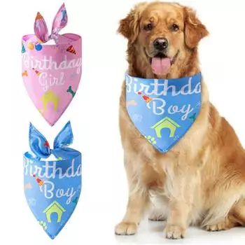 Pet Triangle Bib Happy Birthday Print Holiday Dress-up Fabric Fashion Pet Dogs розовый