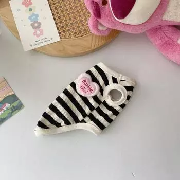 Pet Waffle Stripe Bottom Shirt Pet Dog Cat Clothes Tank Top Spring/Summer New Love Tank Top Puppy Clothes Dogs Vest S