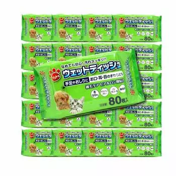 Pet wet tissues 80 pieces of For dogs and around the and eyes [Set 20] cats, mouth, ears,