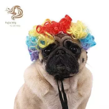 Pet Wig Dog Wig Pet Supplies Halloween Pet Jewelry Curly Hair Straight Hair Cat Wig Pet wig colorful explosive head (40g)