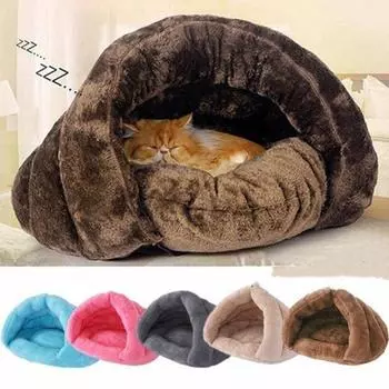 Pet Winter Triangle Warm Pad Coldproof Cozy Sleeping Bag Multicolor Cute Pet House M