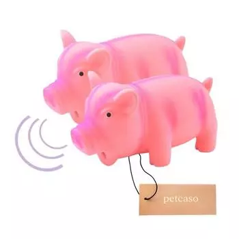 Petcaso Игрушка для шлифовки зубов собаки Латексная пищащая свинья Премиум тип 2шт, 1 комплект