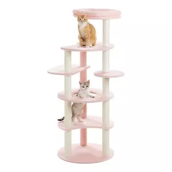 PETEPELA Cat Для больших кошек Многоцветный цветок вишни Конопля Когтеточка Устраняет недостаток Предотвращает падение Высота Цветок вишни Светло-розовый