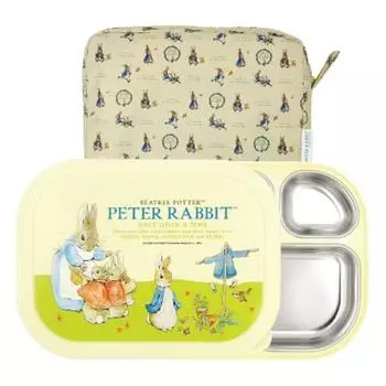 Peter Rabbit герметичный функциональный безопасный двойной поднос для еды из нержавеющей стали, ланч-бокс + карманный набор, слоновая кость, корейские товары по уходу за детьми, популярные товары