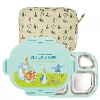 Peter Rabbit, запираемый функциональный безопасный двойной ланч-бокс из нержавеющей стали + набор сумок, оливковый, корейские товары для родителей Популярные товары