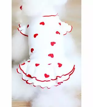 PetGround Heart Ruffle Skirt Одежда для собак Милая одежда для собак Маленькие собаки Средние собаки Кошки Одежда для домашних животных Одежда для собак Красный Весна/Лето/Осень/Зима (С,