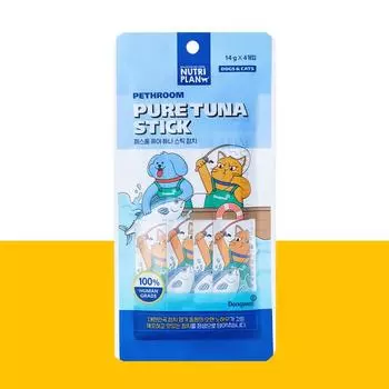 [pethroom x Dongwon] Чистая палочка тунца (Тунец_4ea) Пюре для закуски «Чуру» для собак и кошек 1P